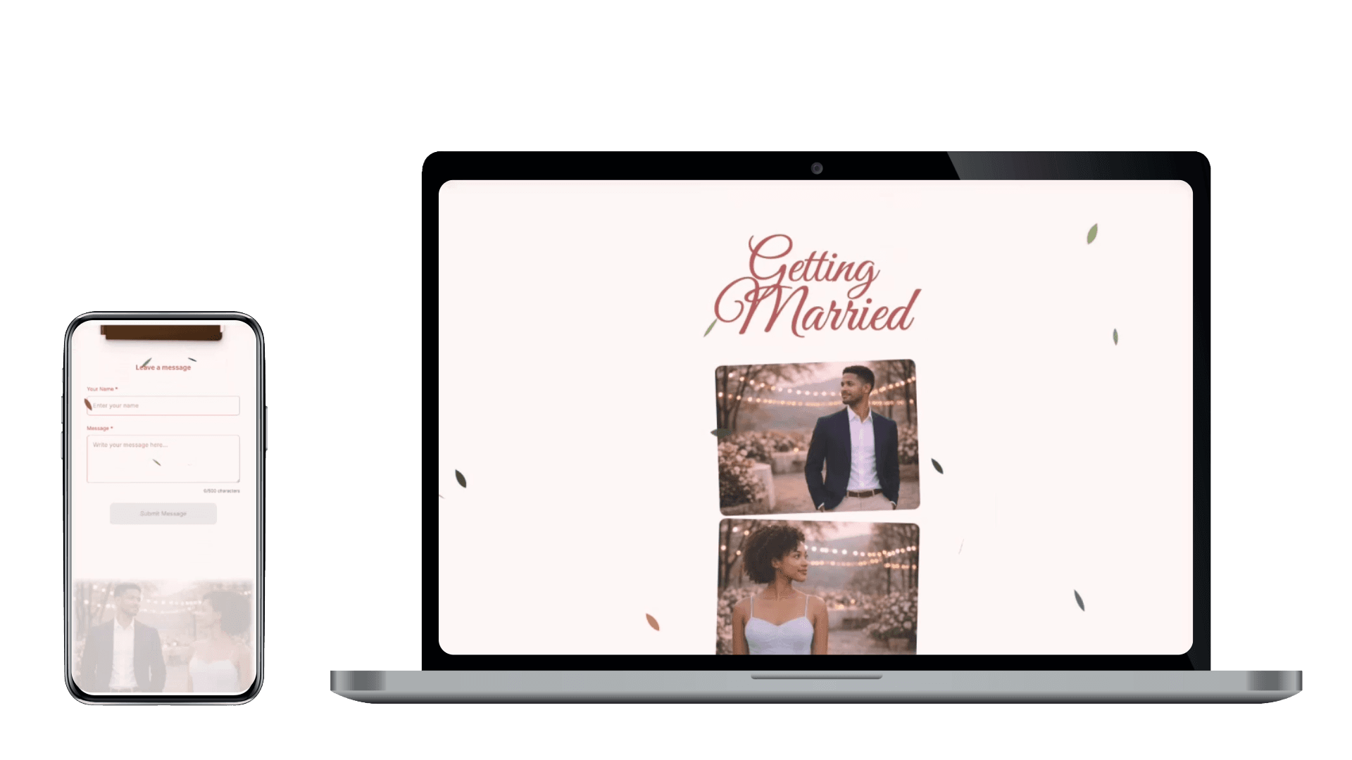 DDay digital invitation preview showing mobile and laptop responsive design